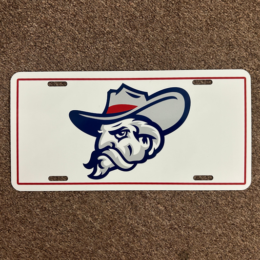 License Plate (White, Colonel Reb head logo w/ red border)