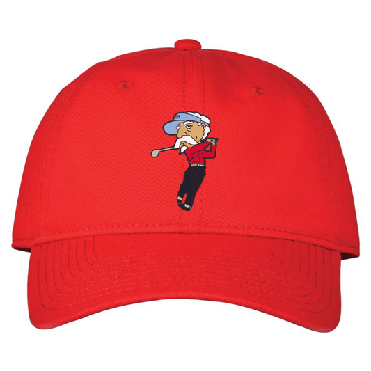 Cotton Twill Low Profile The Game® Cap (Cardinal, Colonel Reb Golf Swing logo)