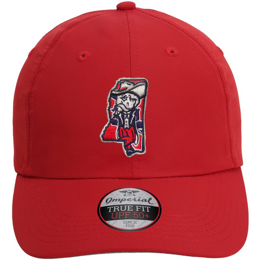 Polyester Low Profile Imperial Cap (Cardinal, Colonel Reb Mississippi logo)