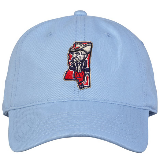 Cotton Twill Low Profile The Game® Cap (Light Blue, Colonel Reb Mississippi logo)