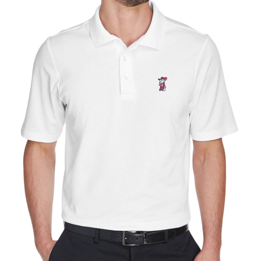 Men's Polo (White, Colonel Reb Traditional Pose logo)