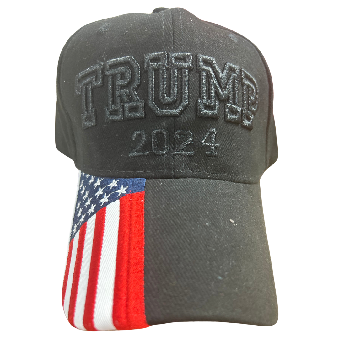 Trump 2024 Cap with USA Flag (Black)