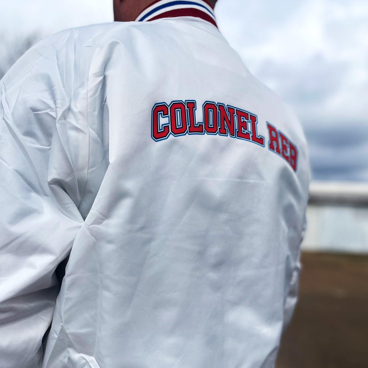 Bomber Jacket (White, Colonel Reb Traditional Logo)