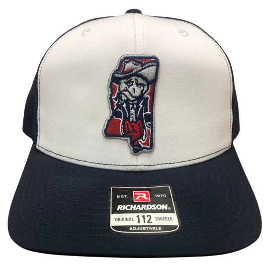 Mesh Back Cap (White Front, Colonel Reb Mississippi logo)