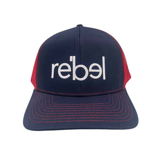 Rebel Mesh Back (Navy Front/Red Back, Rebel logo)