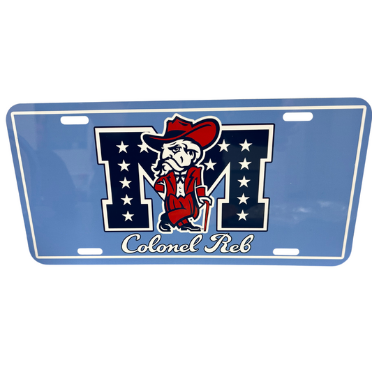 License Plate (Light Blue, Colonel Reb With Battle M logo)