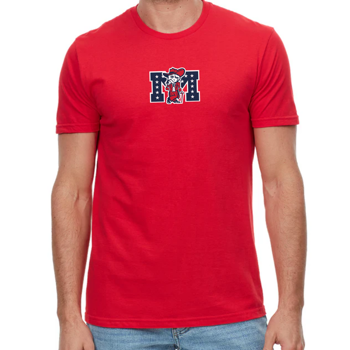 Unisex Tee (Red, Colonel Reb with Battle-M logo)