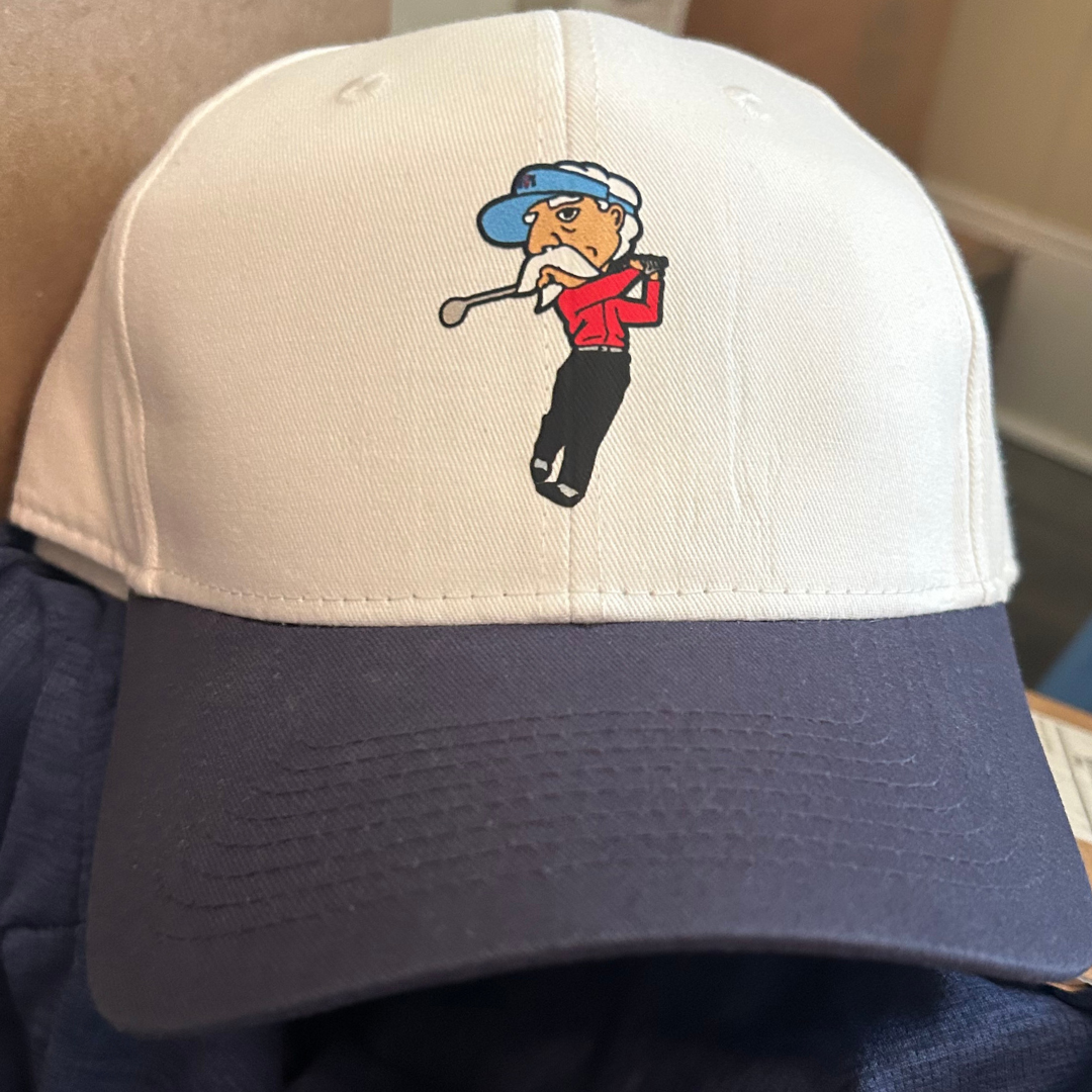 Cotton Twill Cap (White, Colonel Reb Golf Swing logo)