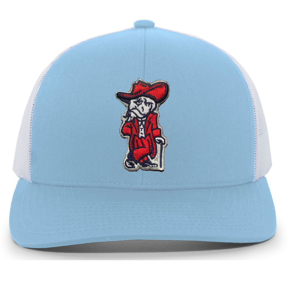 Colonel Reb Sign Mesh Back Cap (Light Blue Front, Colonel Reb Traditional logo ...