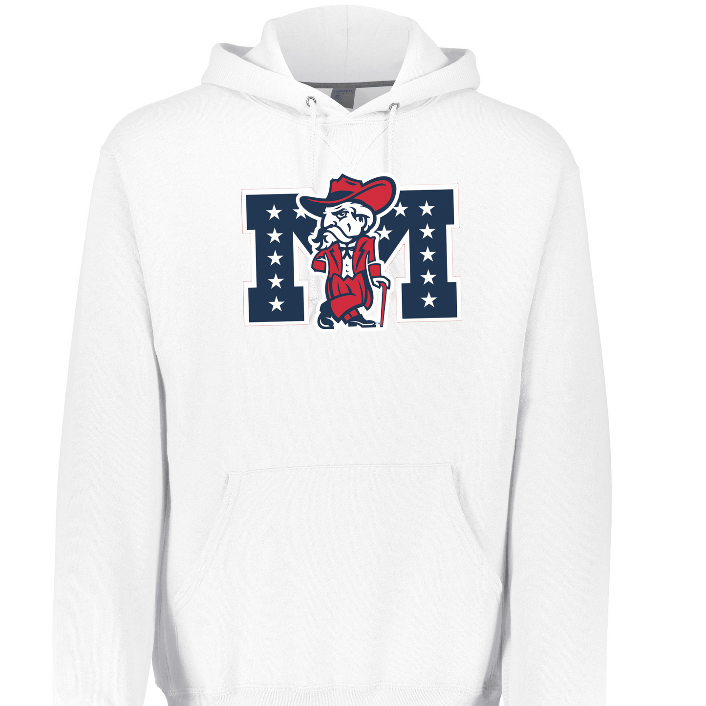 Russell Athletic® Hoodie (White, Colonel Reb With Battle-M logo)