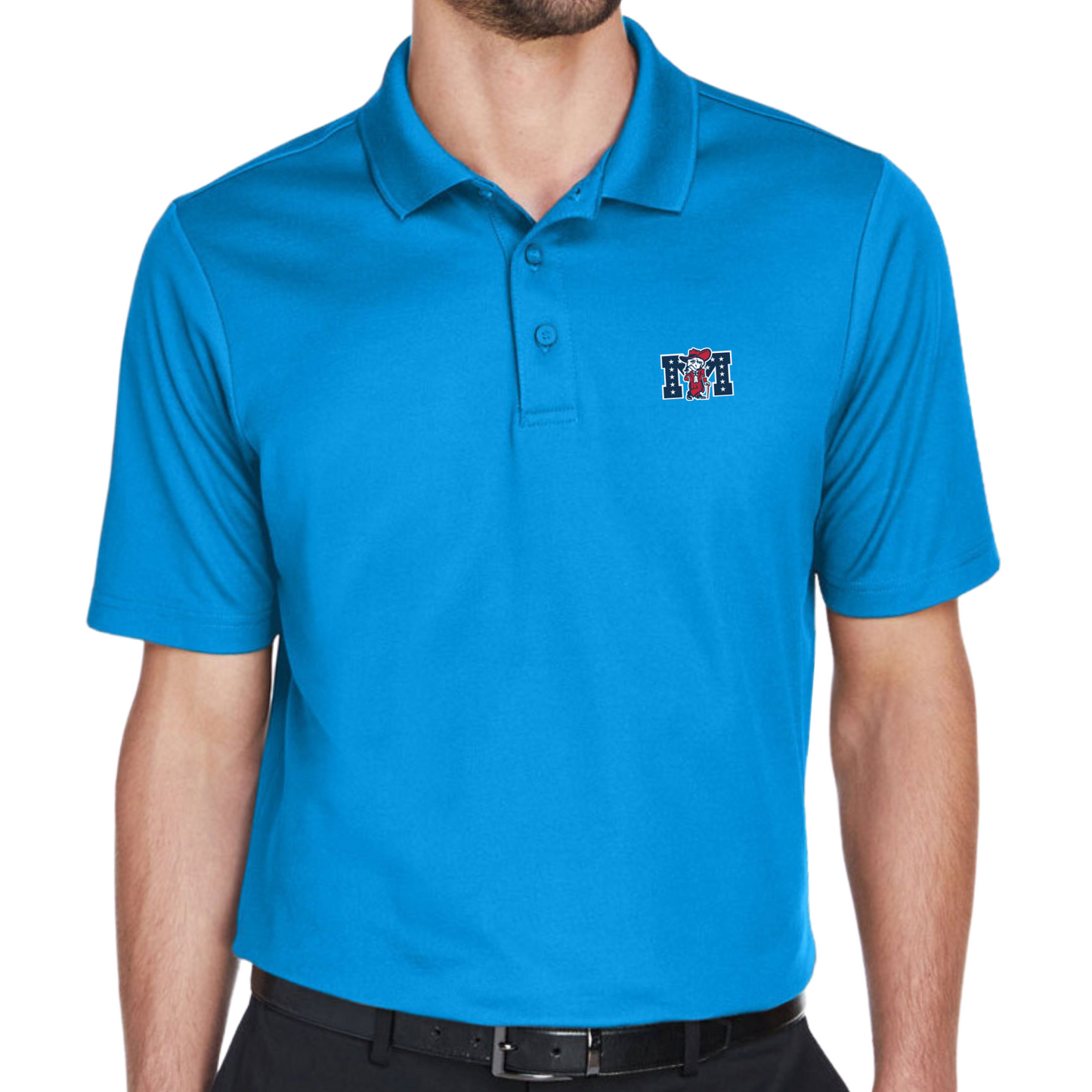 Men's Polo (Powder Blue, Colonel Reb Traditional with Battle-M logo ...