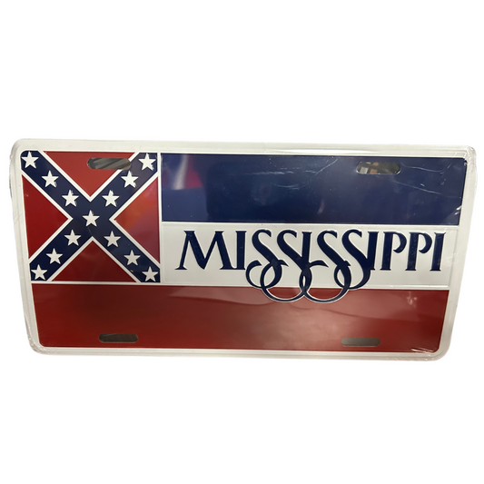 Mississippi 1894 Flag with Script License Plate