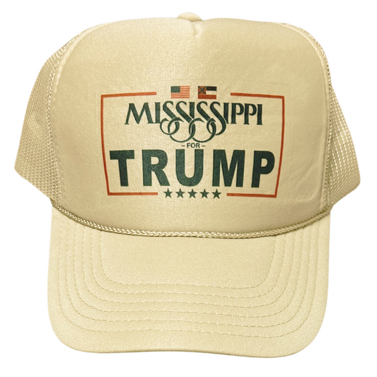 Five-Panel Cap (Khaki, Mississippi For Trump logo)