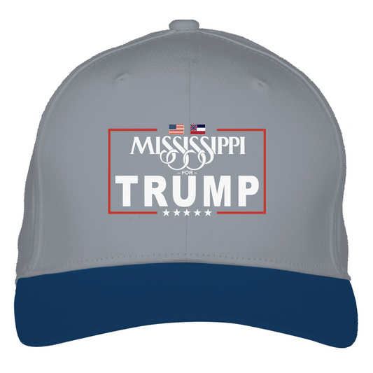 Cotton Twill Cap (Blue Grey, Mississippi For Trump logo)