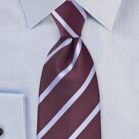 Striped Necktie (Maroon/Silver)