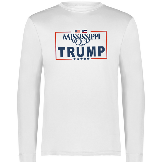 Long Sleeve Tee (White, Mississippi For Trump)