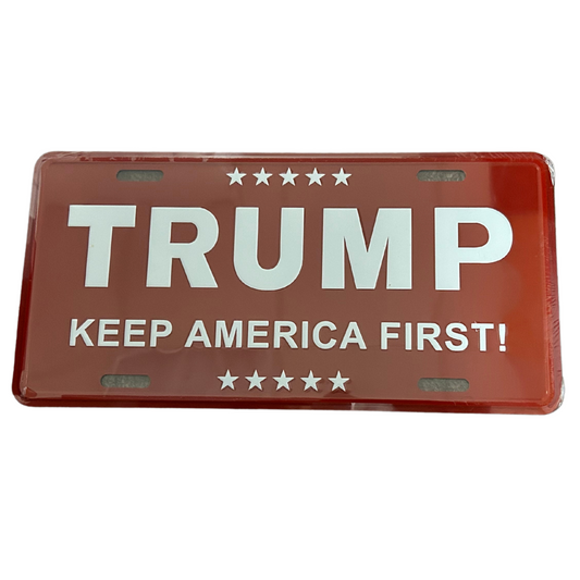 Trump Keep America First License Plate (Red)