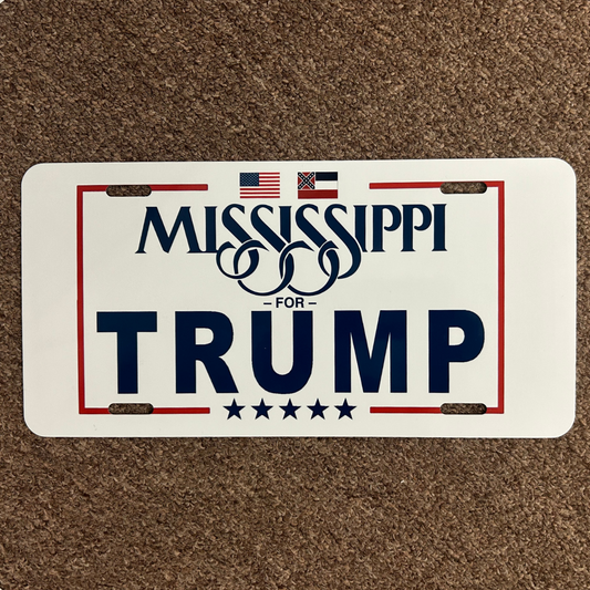 License Plate (White, Mississippi For Trump logo)