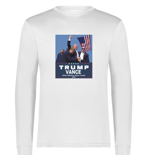 Long Sleeve Tee (White, Trump-Vance 2024 Butler Shooting)