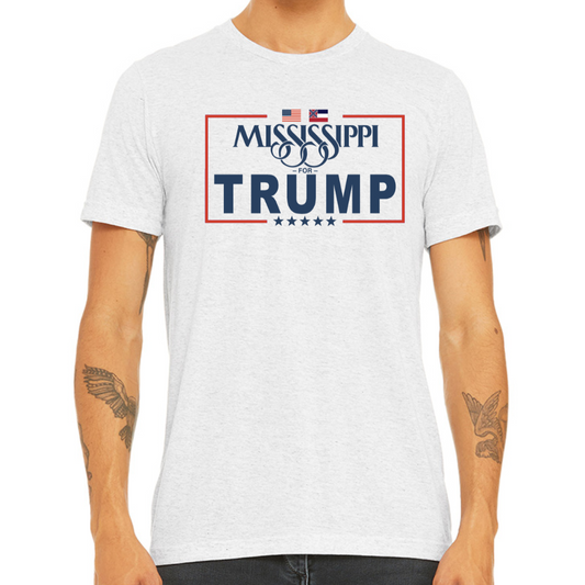Unisex Tee (White Fleck, Mississippi For Trump)