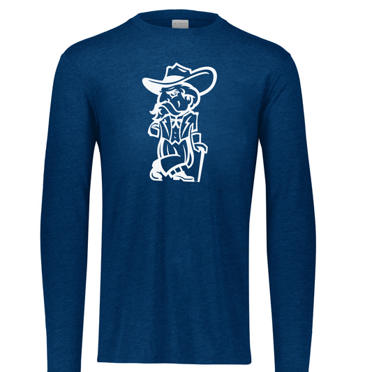 Tri-Blend Long Sleeve Tee (Navy, Colonel Reb Traditional One-Color)