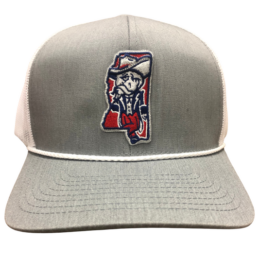 Braid Cap (Gray, Colonel Reb Mississippi logo)