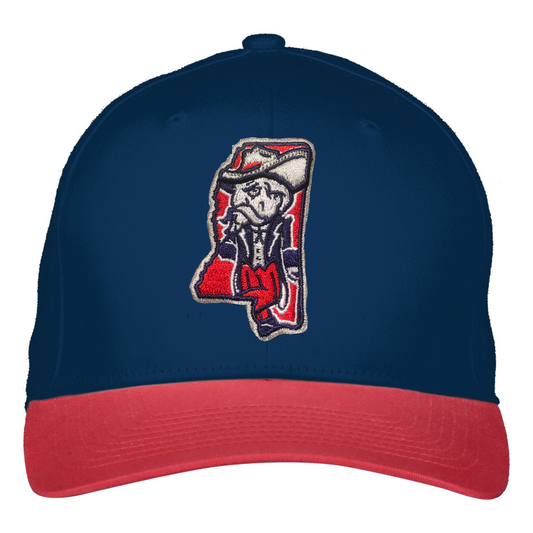 Cotton Twill Cap (Navy, Colonel Reb Mississippi logo)