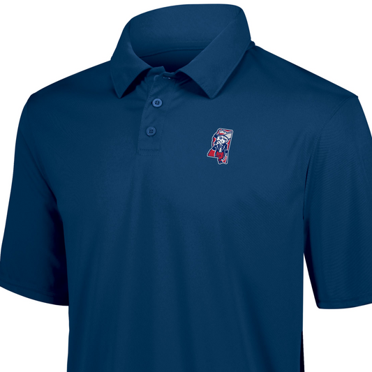 Men's Polo (Navy, Colonel Reb Mississippi logo)