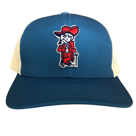 Mesh Back Cap (Powder Blue Front, tan back, powder blue bill; Colonel Reb Traditional logo)