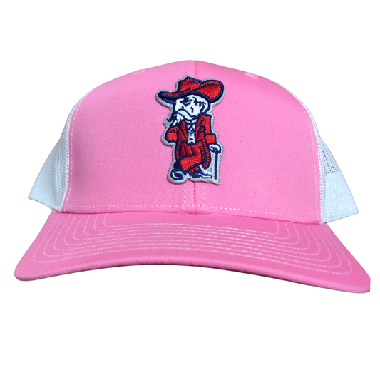 Mesh Back Cap (Pink Front, Colonel Reb Traditional logo)